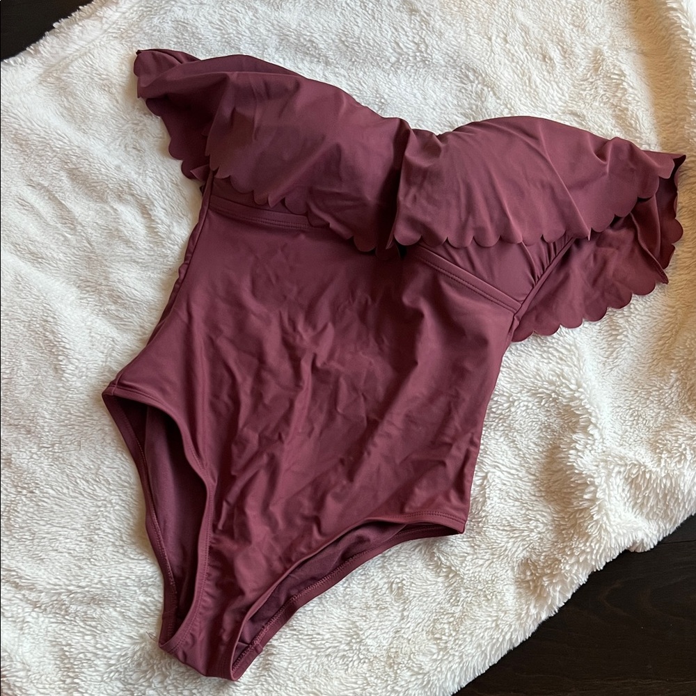Women’s Scalloped One Piece Swimsuit - Maroon